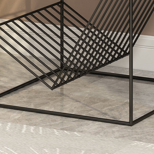 メタルスクエアトップサイドテーブル19.68 "雑誌ホルダー付きの背の高いフレームベースエンドテーブル