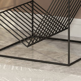 メタルスクエアトップサイドテーブル19.68 "雑誌ホルダー付きの背の高いフレームベースエンドテーブル