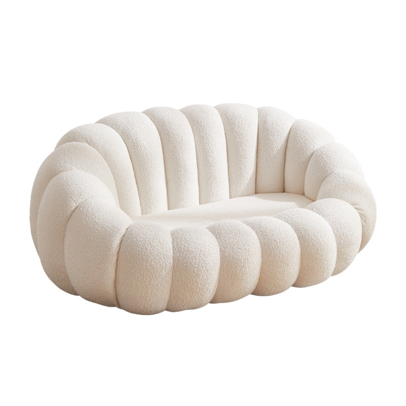 Beige Wool Stationary Sofa 27.55" High Sloped Arm Sofa for Living Room Clearhalo 'furn' 'furn_sofas' 'Furniture' 'Living Room Furniture' 'Sofa' 'sofas' 6377234