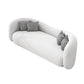 Sofá curvado moderno en lana blanca sofá con almohadas con almohadas