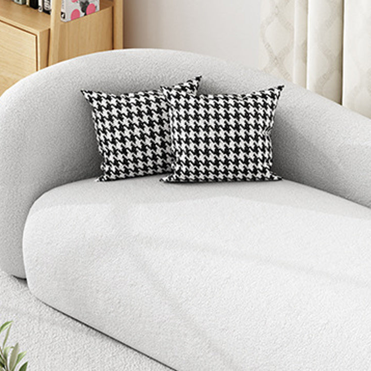 Sofá curvado moderno en lana blanca sofá con almohadas con almohadas