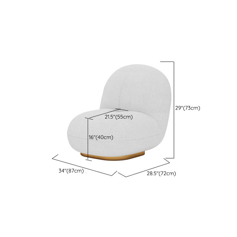 Canapé incurvé moderne dans un canapé de bras en pente en laine blanche avec oreillers