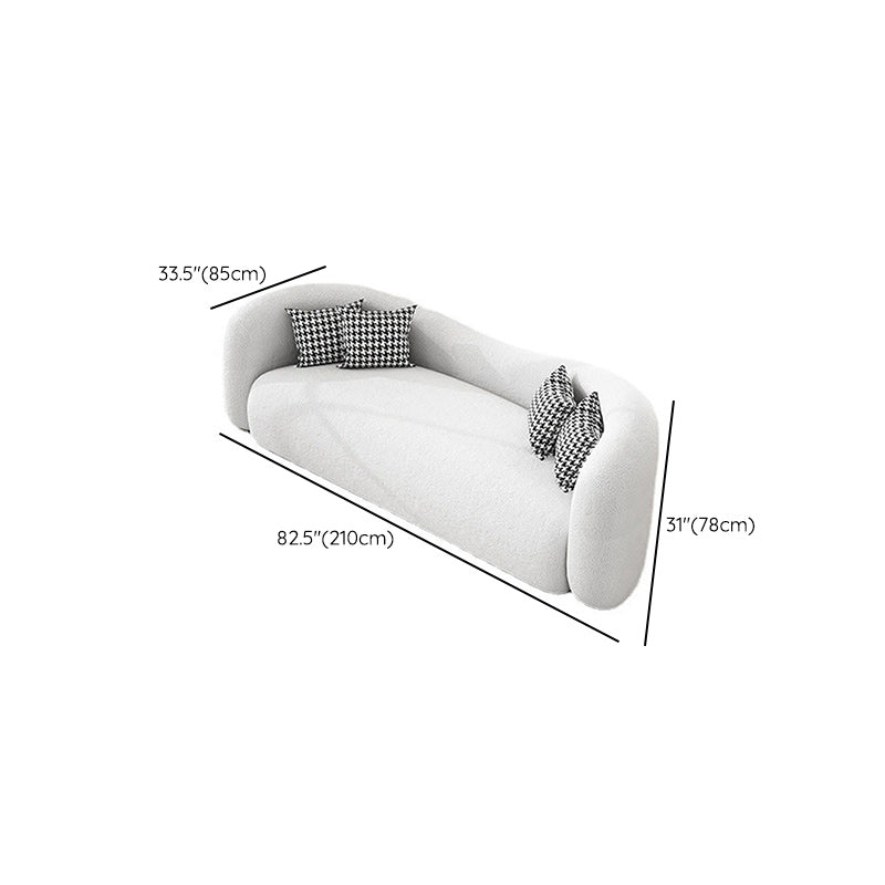 Sofá curvado moderno en lana blanca sofá con almohadas con almohadas