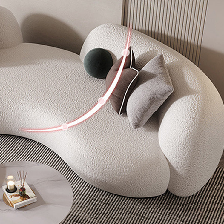 リビングルームのための現代の白いウール湾曲したソファの傾斜腕ソファ