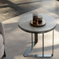 Contemporary Metallic C End Table Stone Round Slate Top Side End Table