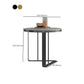 Contemporary Metallic C End Table Stone Round Slate Top Side End Table
