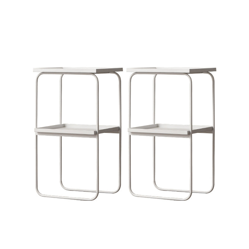 Mid-Century Tray Side Table Iron Sled Base End Table with Shelf