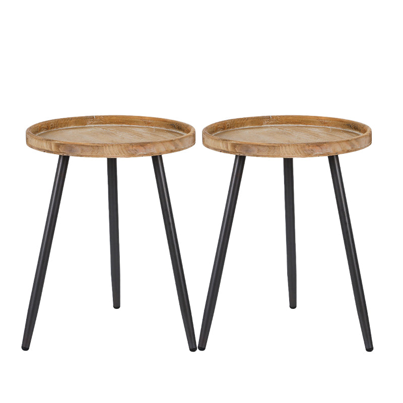 19.68 "背の高いソリッドウッドラウンドトレイトップエンドテーブル鉄3脚サイドテーブル