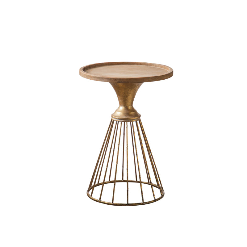 丸いトレイトップサイドテーブル鉄台座エンドテーブル - 苦しめられた表面処理