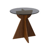 丸い形のガラスエンドテーブル黒のモダンホームソファサイドテーブル