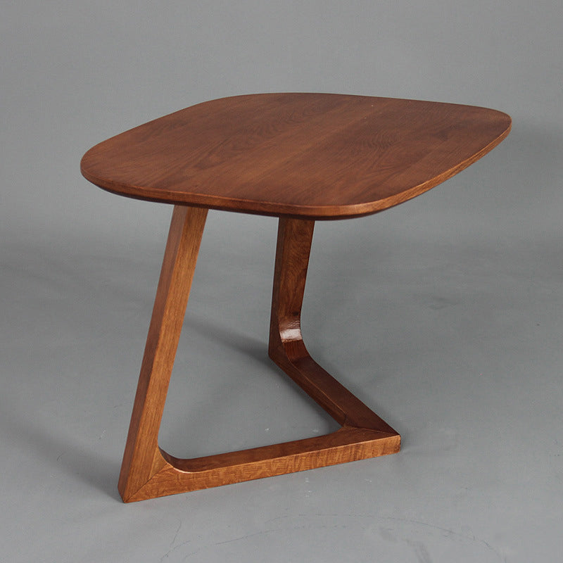 Solid Wood Top Side Table 17.12" Tall Abstract Base End Table