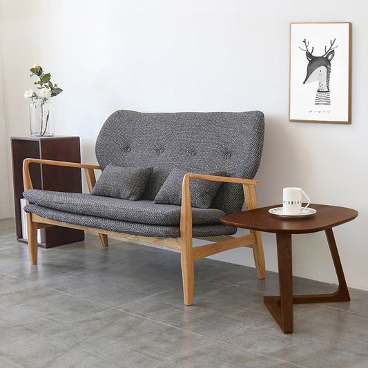 Solid Wood Top Side Table 17.12" Tall Abstract Base End Table