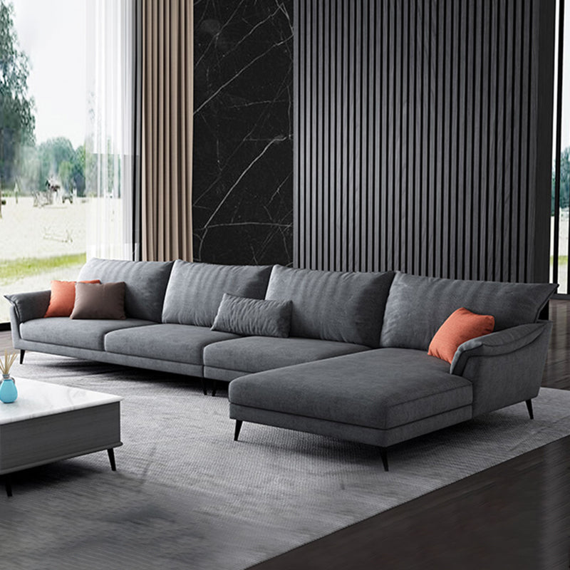 36"H Contemporary Sectional Sofa Fabric Grey Sectionals with Bostol Pillows Clearhalo 'furn' 'furn_sectionals' 'Furniture' 'Living Room Furniture' 'Sectionals' 6377549