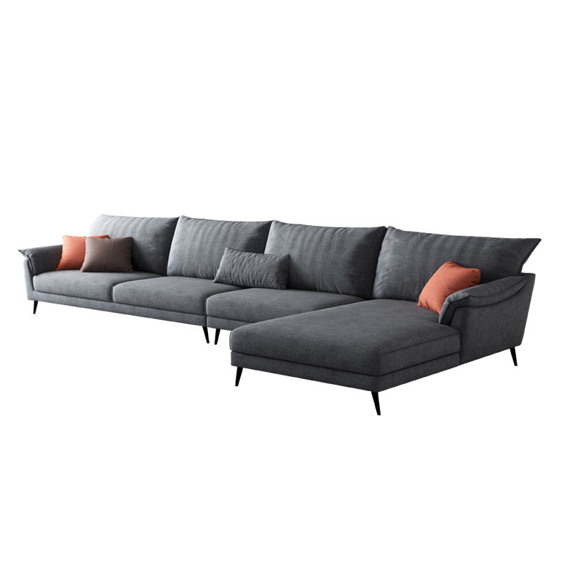 36"H Contemporary Sectional Sofa Fabric Grey Sectionals with Bostol Pillows 154"L x 67"W x 37"H Right Clearhalo 'furn' 'furn_sectionals' 'Furniture' 'Living Room Furniture' 'Sectionals' 6377550