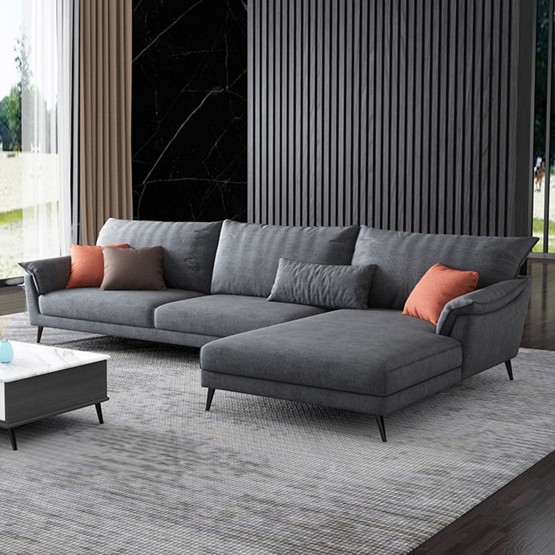 36"H Contemporary Sectional Sofa Fabric Grey Sectionals with Bostol Pillows Clearhalo 'furn' 'furn_sectionals' 'Furniture' 'Living Room Furniture' 'Sectionals' 6377551