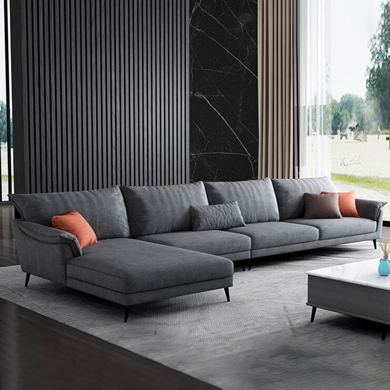 36"H Contemporary Sectional Sofa Fabric Grey Sectionals with Bostol Pillows Clearhalo 'furn' 'furn_sectionals' 'Furniture' 'Living Room Furniture' 'Sectionals' 6377552