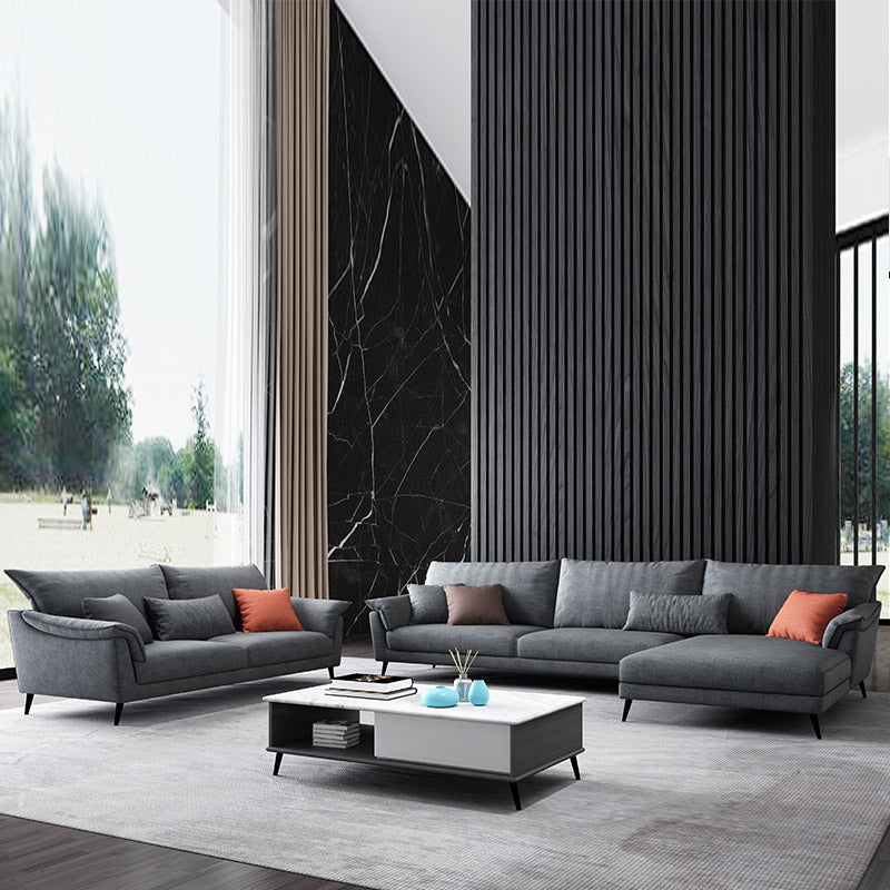 36"H Contemporary Sectional Sofa Fabric Grey Sectionals with Bostol Pillows Clearhalo 'furn' 'furn_sectionals' 'Furniture' 'Living Room Furniture' 'Sectionals' 6377553