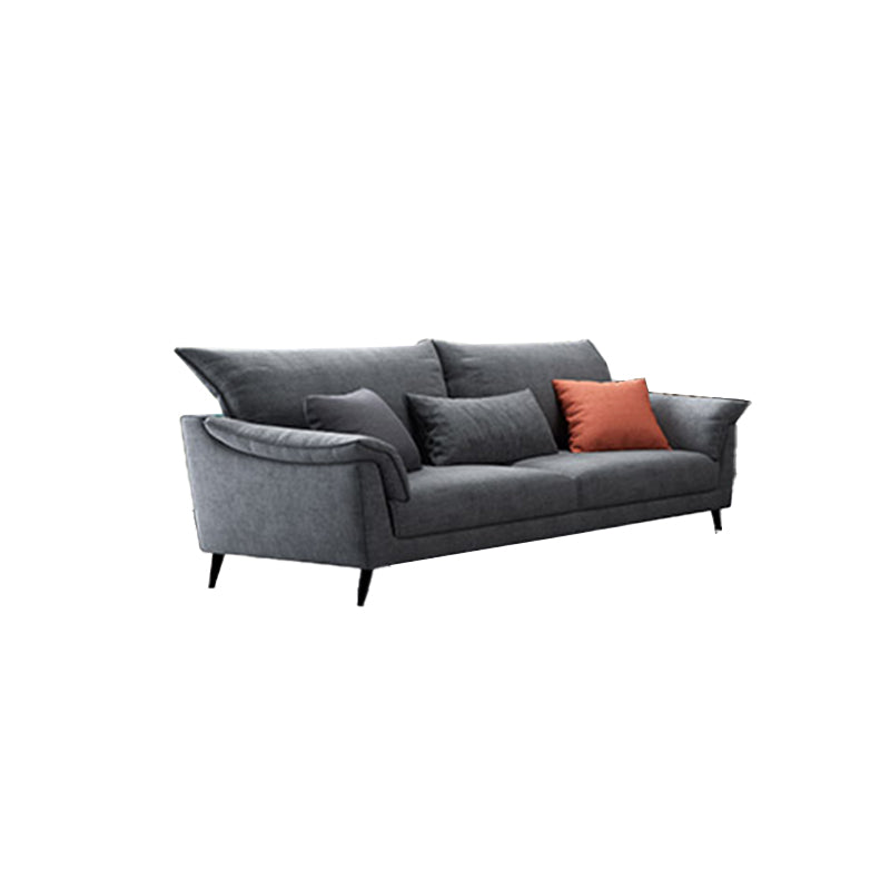 36"H Contemporary Sectional Sofa Fabric Grey Sectionals with Bostol Pillows 81"L x 37"W x 37"H Horizontal Clearhalo 'furn' 'furn_sectionals' 'Furniture' 'Living Room Furniture' 'Sectionals' 6377555