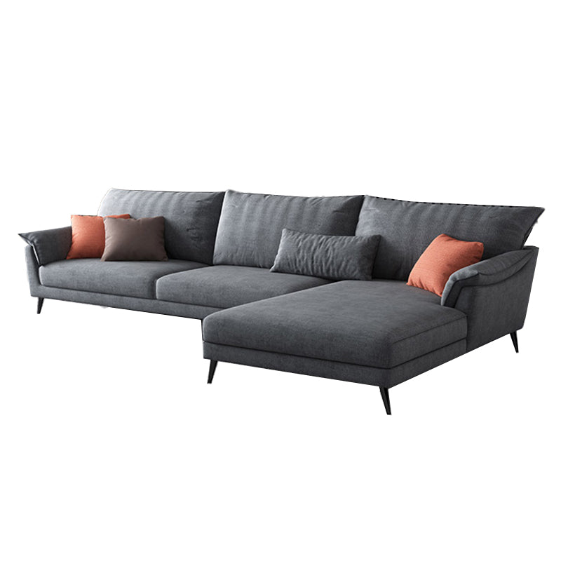 36"H Contemporary Sectional Sofa Fabric Grey Sectionals with Bostol Pillows 118"L x 67"W x 37"H Right Clearhalo 'furn' 'furn_sectionals' 'Furniture' 'Living Room Furniture' 'Sectionals' 6377560