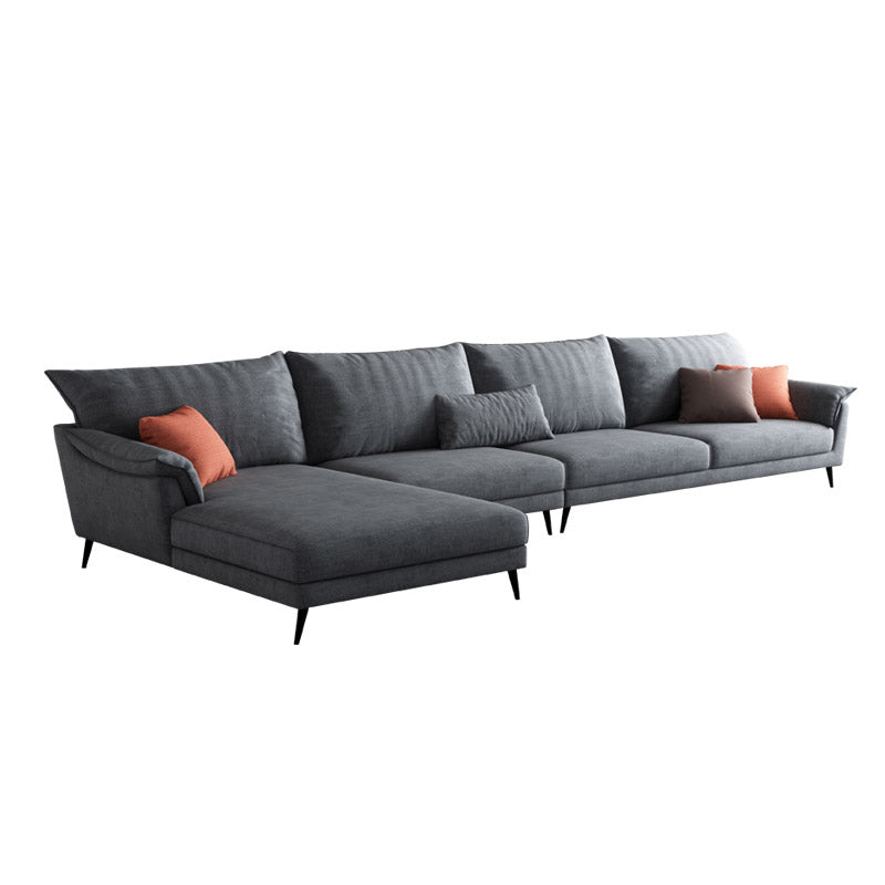 36"H Contemporary Sectional Sofa Fabric Grey Sectionals with Bostol Pillows 154"L x 67"W x 37"H Left Clearhalo 'furn' 'furn_sectionals' 'Furniture' 'Living Room Furniture' 'Sectionals' 6377561