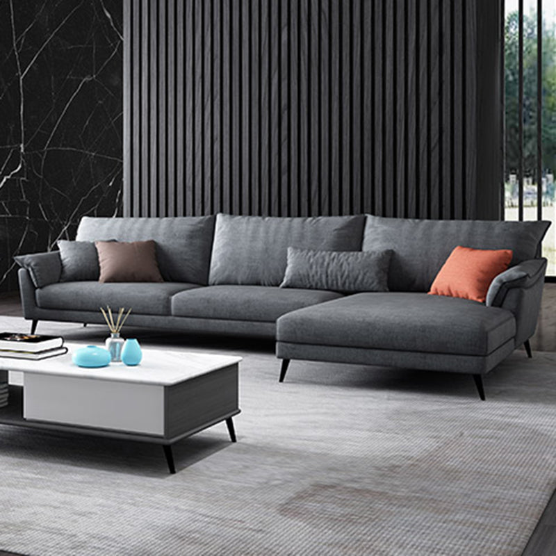 36"H Contemporary Sectional Sofa Fabric Grey Sectionals with Bostol Pillows Clearhalo 'furn' 'furn_sectionals' 'Furniture' 'Living Room Furniture' 'Sectionals' 6377562
