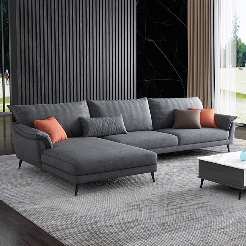 36"H Contemporary Sectional Sofa Fabric Grey Sectionals with Bostol Pillows Clearhalo 'furn' 'furn_sectionals' 'Furniture' 'Living Room Furniture' 'Sectionals' 6377563