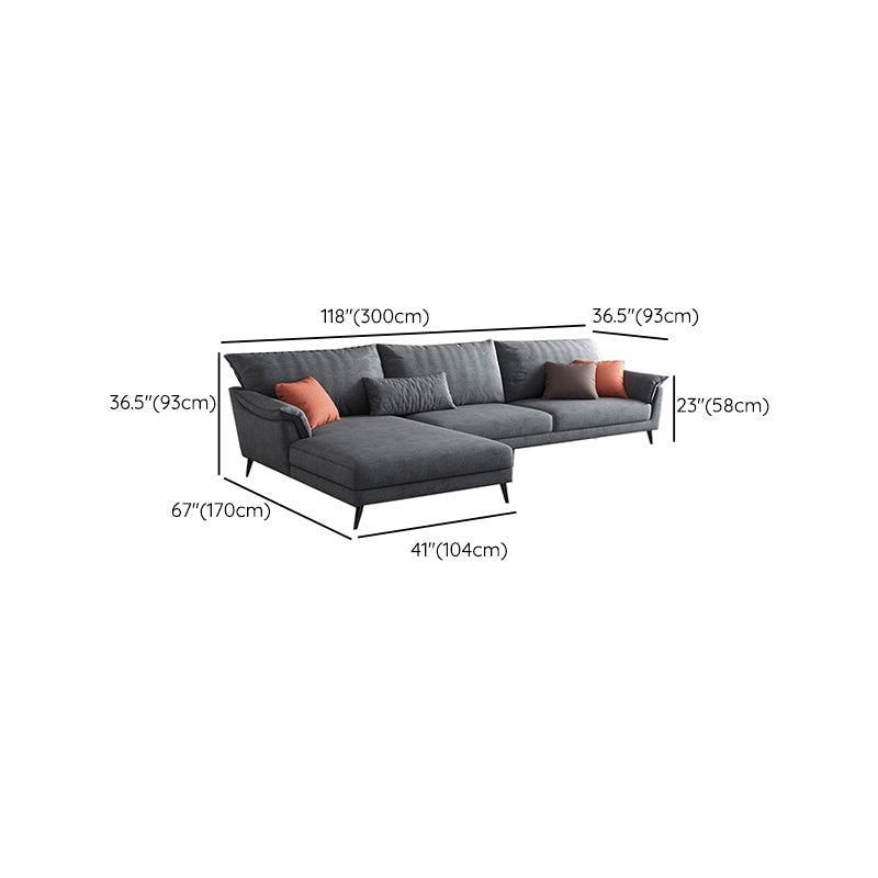 36"H Contemporary Sectional Sofa Fabric Grey Sectionals with Bostol Pillows Clearhalo 'furn' 'furn_sectionals' 'Furniture' 'Living Room Furniture' 'Sectionals' 6377566