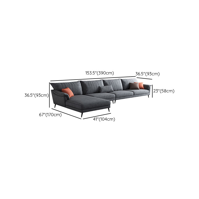 36"H Contemporary Sectional Sofa Fabric Grey Sectionals with Bostol Pillows Clearhalo 'furn' 'furn_sectionals' 'Furniture' 'Living Room Furniture' 'Sectionals' 6377567