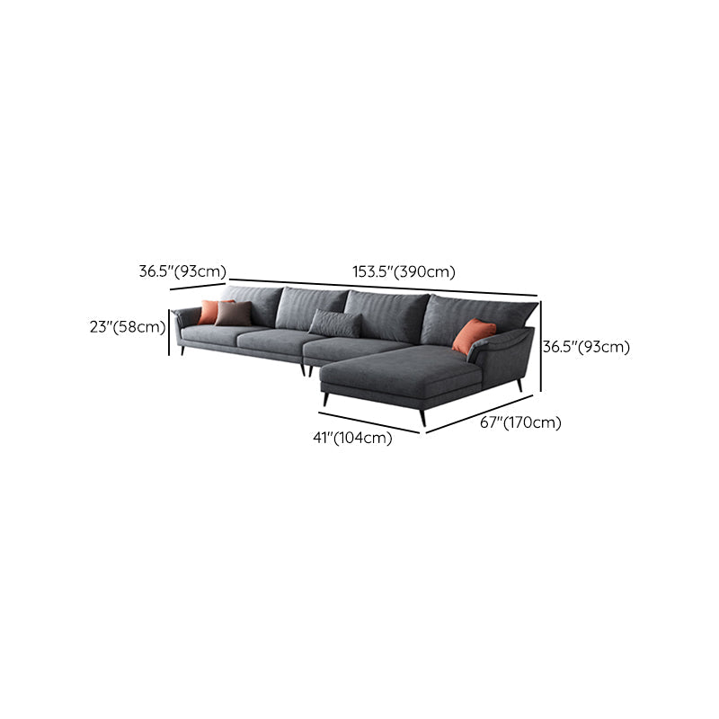 36"H Contemporary Sectional Sofa Fabric Grey Sectionals with Bostol Pillows Clearhalo 'furn' 'furn_sectionals' 'Furniture' 'Living Room Furniture' 'Sectionals' 6377569
