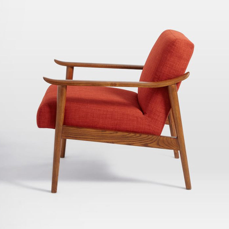 Arms Included Accent Arm Chair Solid Wood Frame Chair, 28.74" Wide Orange Red Linen 1 Piece Clearhalo 'Accent Chairs' 'accent_chairs' 'Chairs & Seating' 'furn' 'furn_accent_chairs' 'Furniture' 'Living Room Furniture' 6377572