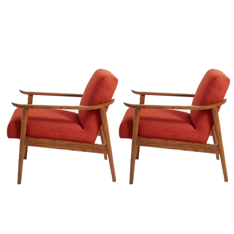 Arms Included Accent Arm Chair Solid Wood Frame Chair, 28.74" Wide Orange Red Linen 2 Piece Set Clearhalo 'Accent Chairs' 'accent_chairs' 'Chairs & Seating' 'furn' 'furn_accent_chairs' 'Furniture' 'Living Room Furniture' 6377574