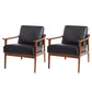 Arms Included Accent Arm Chair Solid Wood Frame Chair, 28.74" Wide Black Genuine Leather 2 Piece Set Clearhalo 'Accent Chairs' 'accent_chairs' 'Chairs & Seating' 'furn' 'furn_accent_chairs' 'Furniture' 'Living Room Furniture' 6377578