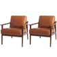 Arms Included Accent Arm Chair Solid Wood Frame Chair, 28.74" Wide Tan Genuine Leather 2 Piece Set Clearhalo 'Accent Chairs' 'accent_chairs' 'Chairs & Seating' 'furn' 'furn_accent_chairs' 'Furniture' 'Living Room Furniture' 6377582