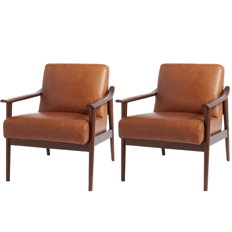 Arms Included Accent Arm Chair Solid Wood Frame Chair, 28.74" Wide Tan Genuine Leather 2 Piece Set Clearhalo 'Accent Chairs' 'accent_chairs' 'Chairs & Seating' 'furn' 'furn_accent_chairs' 'Furniture' 'Living Room Furniture' 6377582