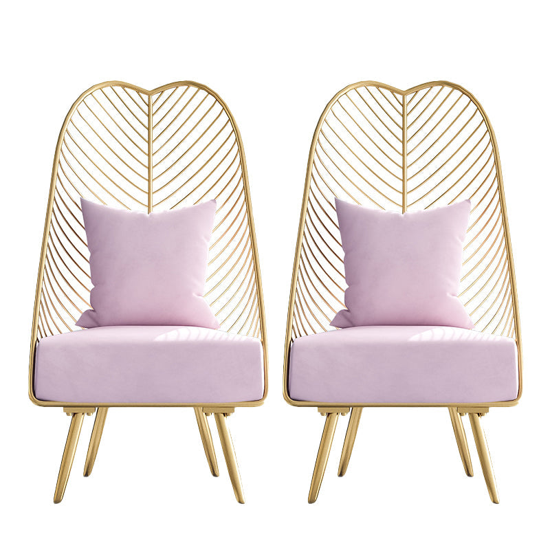 Upholstered Lounge Chair with Pillow Armless Include Chair with Cushion Pink Cotton 2 Piece Set Clearhalo 'Accent Chairs' 'accent_chairs' 'Chairs & Seating' 'furn' 'furn_accent_chairs' 'Furniture' 'Living Room Furniture' 6377593