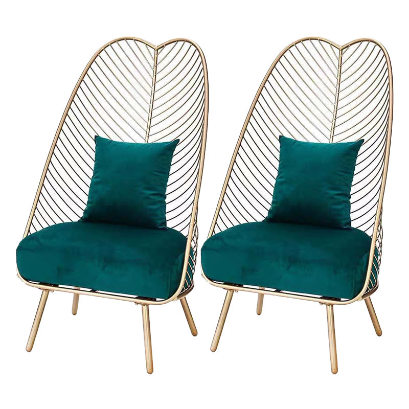 Upholstered Lounge Chair with Pillow Armless Include Chair with Cushion Green Cotton 2 Piece Set Clearhalo 'Accent Chairs' 'accent_chairs' 'Chairs & Seating' 'furn' 'furn_accent_chairs' 'Furniture' 'Living Room Furniture' 6377595