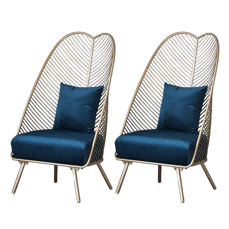 Upholstered Lounge Chair with Pillow Armless Include Chair with Cushion Dark Blue Cotton 2 Piece Set Clearhalo 'Accent Chairs' 'accent_chairs' 'Chairs & Seating' 'furn' 'furn_accent_chairs' 'Furniture' 'Living Room Furniture' 6377597