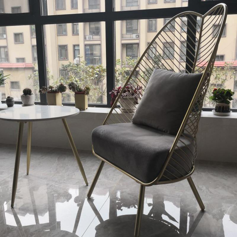 Upholstered Lounge Chair with Pillow Armless Include Chair with Cushion Grey Cotton 1 Piece Clearhalo 'Accent Chairs' 'accent_chairs' 'Chairs & Seating' 'furn' 'furn_accent_chairs' 'Furniture' 'Living Room Furniture' 6377601