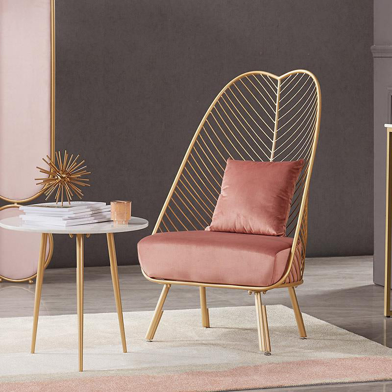 Upholstered Lounge Chair with Pillow Armless Include Chair with Cushion Rose Red Cotton 1 Piece Clearhalo 'Accent Chairs' 'accent_chairs' 'Chairs & Seating' 'furn' 'furn_accent_chairs' 'Furniture' 'Living Room Furniture' 6377603
