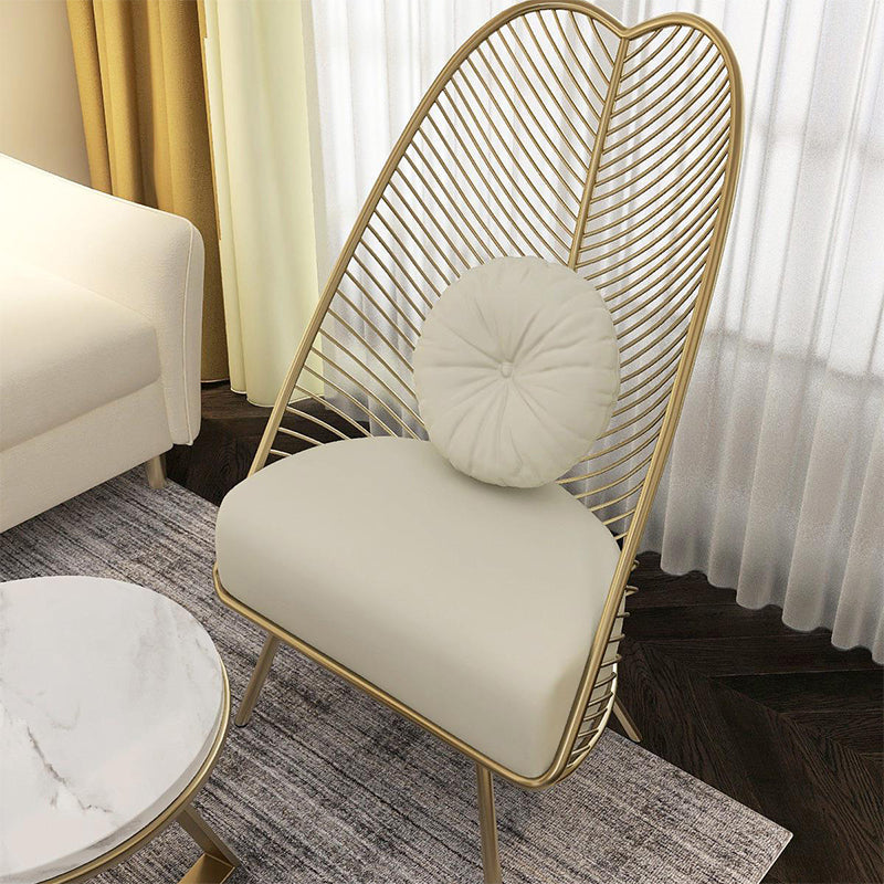Upholstered Lounge Chair with Pillow Armless Include Chair with Cushion Off-White Cotton 1 Piece Clearhalo 'Accent Chairs' 'accent_chairs' 'Chairs & Seating' 'furn' 'furn_accent_chairs' 'Furniture' 'Living Room Furniture' 6377604