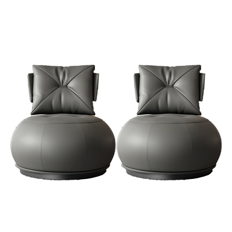 Faux Leather Parsons Chair Armless Chair with Pillow Back, 32.28" Wide Grey Faux Leather 2 Piece Set Clearhalo 'Accent Chairs' 'accent_chairs' 'Chairs & Seating' 'furn' 'furn_accent_chairs' 'Furniture' 'Living Room Furniture' 6377608