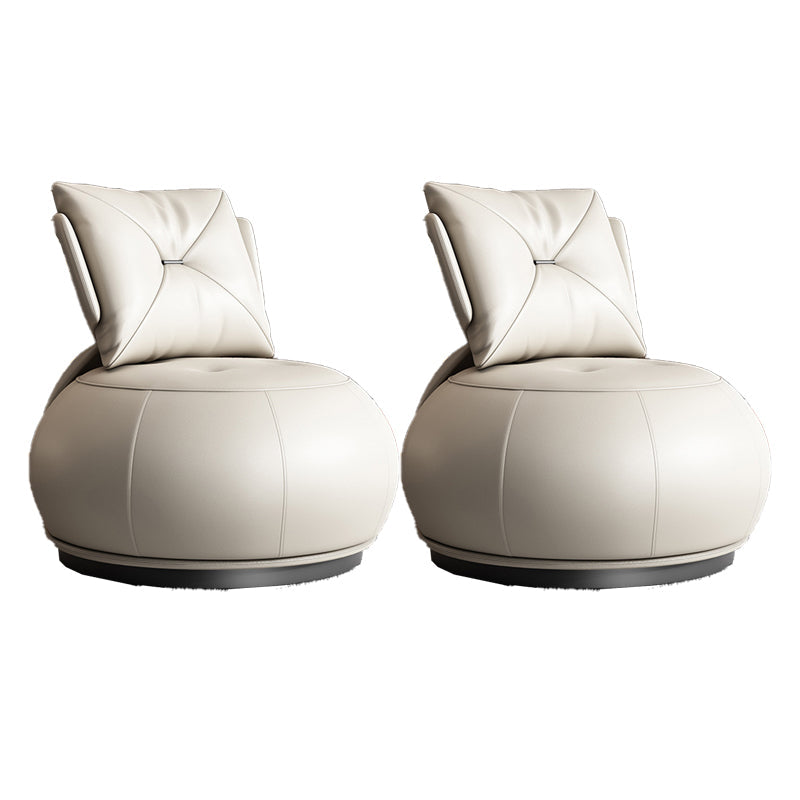 Faux Leather Parsons Chair Armless Chair with Pillow Back, 32.28" Wide Off-White Faux Leather 2 Piece Set Clearhalo 'Accent Chairs' 'accent_chairs' 'Chairs & Seating' 'furn' 'furn_accent_chairs' 'Furniture' 'Living Room Furniture' 6377610