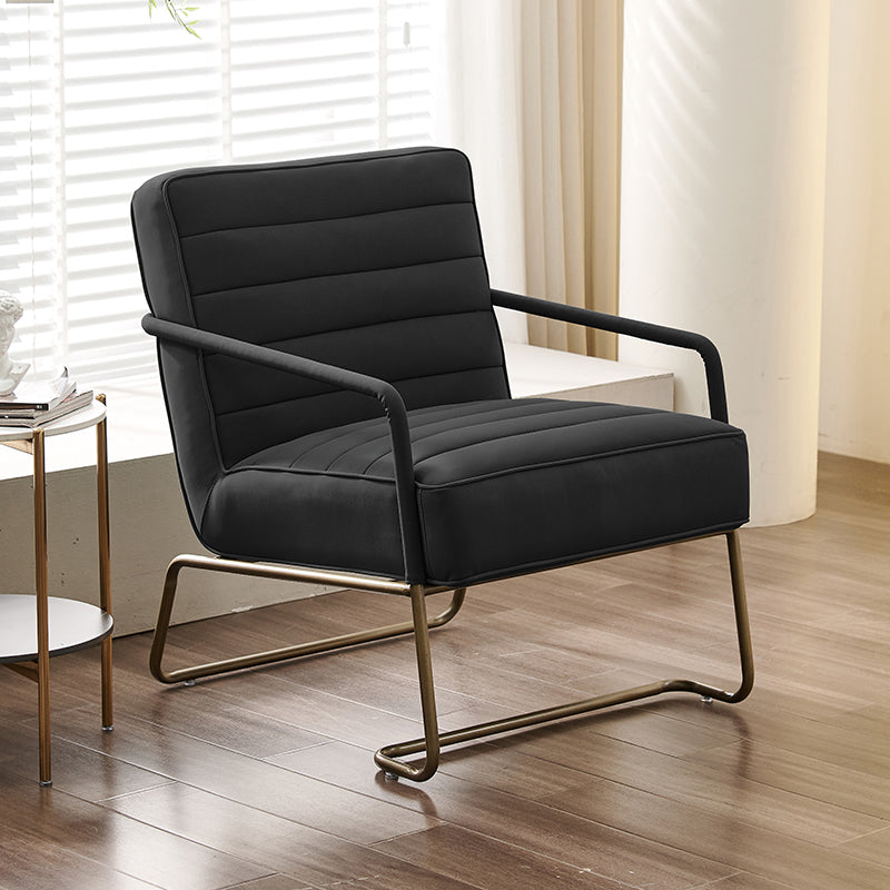 Arms Included Lounge Chair Living Room Chair with Gold Tone Legs Black 1 Piece Clearhalo 'Accent Chairs' 'accent_chairs' 'Chairs & Seating' 'furn' 'furn_accent_chairs' 'Furniture' 'Living Room Furniture' 6377619