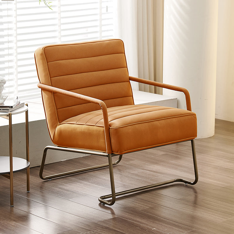 Arms Included Lounge Chair Living Room Chair with Gold Tone Legs Orange 1 Piece Clearhalo 'Accent Chairs' 'accent_chairs' 'Chairs & Seating' 'furn' 'furn_accent_chairs' 'Furniture' 'Living Room Furniture' 6377620