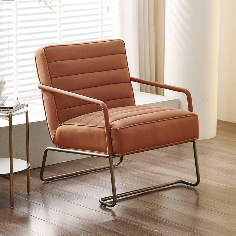 Arms Included Lounge Chair Living Room Chair with Gold Tone Legs Brown 1 Piece Clearhalo 'Accent Chairs' 'accent_chairs' 'Chairs & Seating' 'furn' 'furn_accent_chairs' 'Furniture' 'Living Room Furniture' 6377622