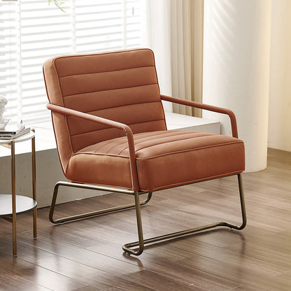 Arms Included Lounge Chair Living Room Chair with Gold Tone Legs Brown 1 Piece Clearhalo 'Accent Chairs' 'accent_chairs' 'Chairs & Seating' 'furn' 'furn_accent_chairs' 'Furniture' 'Living Room Furniture' 6377622