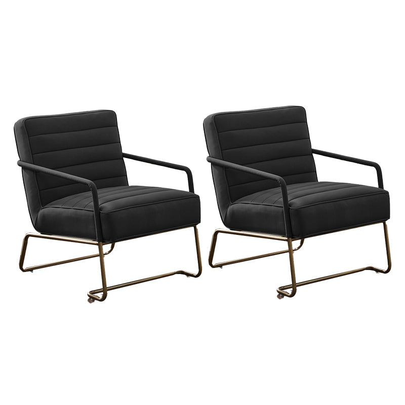 Arms Included Lounge Chair Living Room Chair with Gold Tone Legs Black 2 Piece Set Clearhalo 'Accent Chairs' 'accent_chairs' 'Chairs & Seating' 'furn' 'furn_accent_chairs' 'Furniture' 'Living Room Furniture' 6377630