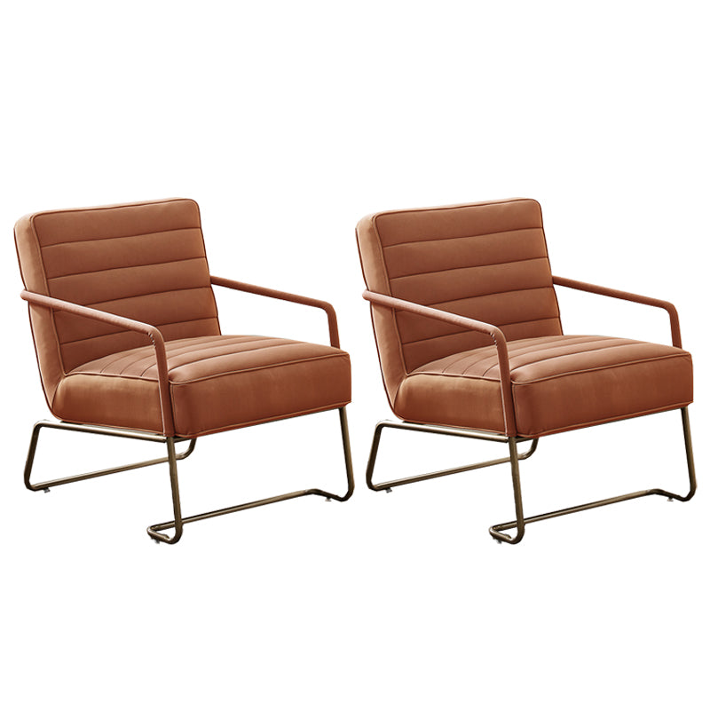 Arms Included Lounge Chair Living Room Chair with Gold Tone Legs Brown 2 Piece Set Clearhalo 'Accent Chairs' 'accent_chairs' 'Chairs & Seating' 'furn' 'furn_accent_chairs' 'Furniture' 'Living Room Furniture' 6377632