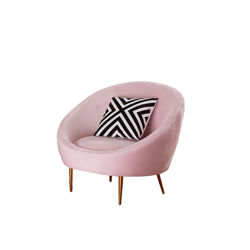 Basic Four Leg Balloon Chair Living Room Chair with Gold Tone Legs Pink Flannel 1 Piece Clearhalo 'Accent Chairs' 'accent_chairs' 'Chairs & Seating' 'furn' 'furn_accent_chairs' 'Furniture' 'Living Room Furniture' 6377677