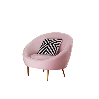 Basic Four Leg Balloon Chair Living Room Chair with Gold Tone Legs Pink Flannel 1 Piece Clearhalo 'Accent Chairs' 'accent_chairs' 'Chairs & Seating' 'furn' 'furn_accent_chairs' 'Furniture' 'Living Room Furniture' 6377677